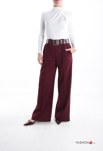 high waist wide leg Trousers with belt with pockets - ph 5