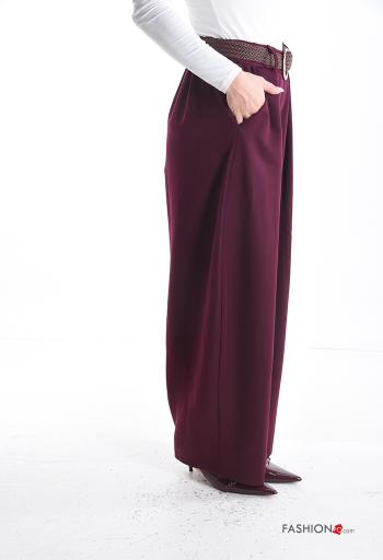 wide leg Trousers with belt with elastic with pockets - ph 3