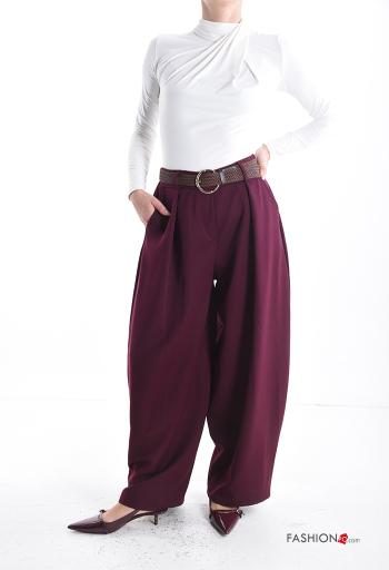 wide leg Trousers with belt with elastic with pockets - ph 5
