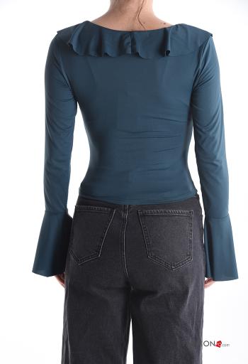 long sleeve Blouse with flounces with v-neck - ph 2