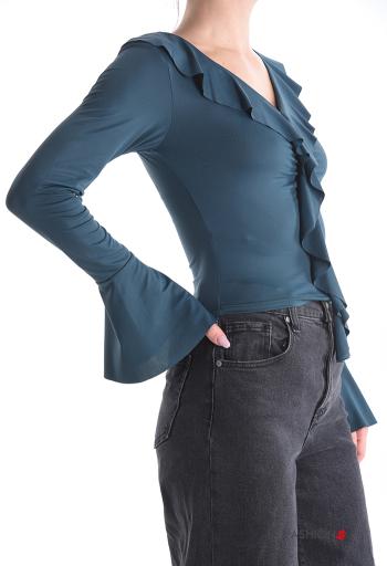 long sleeve Blouse with flounces with v-neck - ph 3
