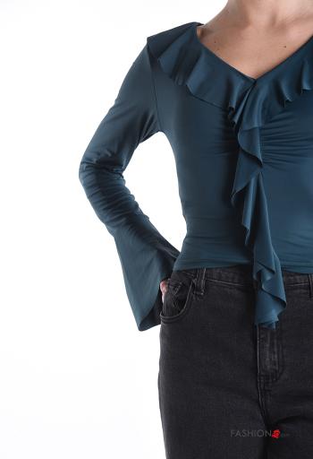long sleeve Blouse with flounces with v-neck - ph 4