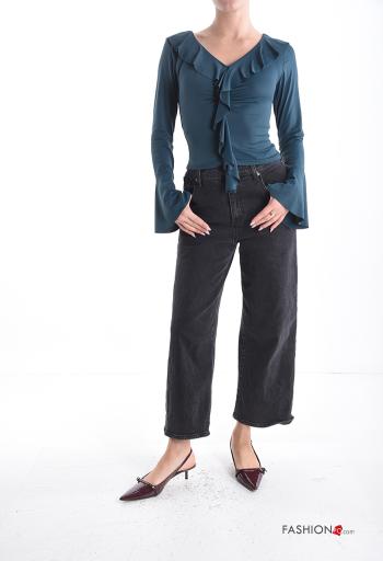 long sleeve Blouse with flounces with v-neck - ph 5