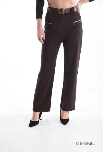 Trousers with belt with buttons with zip with pockets