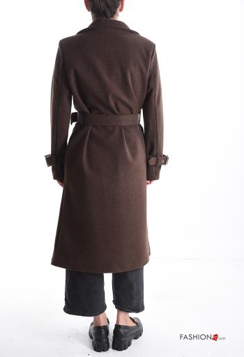 with buckle long sleeve Coat with belt with lining with buttons - ph 2