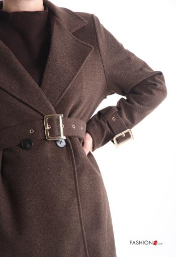 with buckle long sleeve Coat with belt with lining with buttons - ph 4