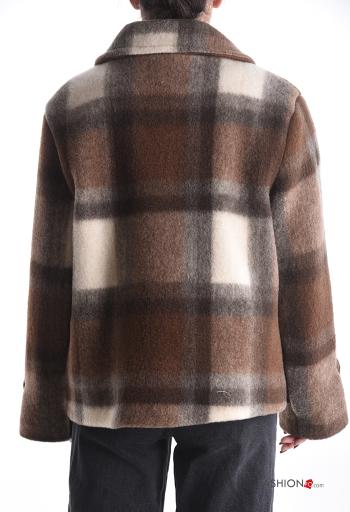 Tartan long sleeve with collar Wool Mix Jacket with buttons with lining with pockets - ph 2