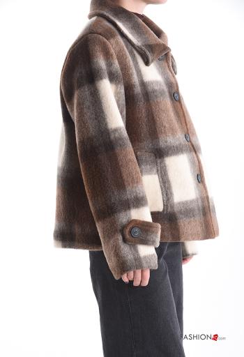 Tartan long sleeve with collar Wool Mix Jacket with buttons with lining with pockets - ph 3