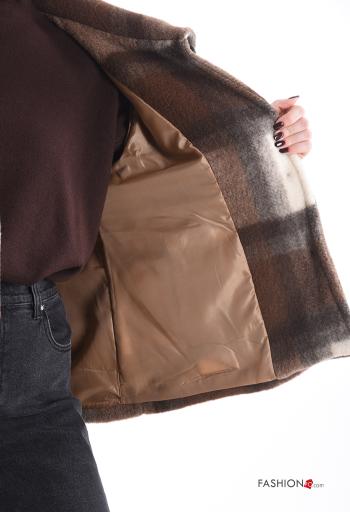 Tartan long sleeve with collar Wool Mix Jacket with buttons with lining with pockets - ph 6