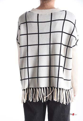 Vichy long sleeve crew neck Sweater with fringe - ph 2