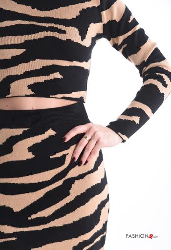 Conjunto manga comprida Padrão animal com gola subida com elástico - ph 4