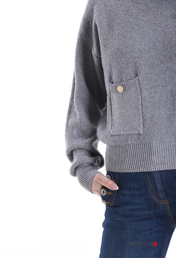 long sleeve Sweater Rollneck with pockets with buttons - ph 4