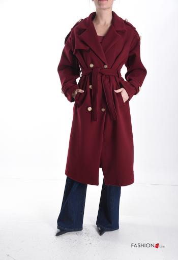Coat with lining with pockets with belt with buttons - ph 1