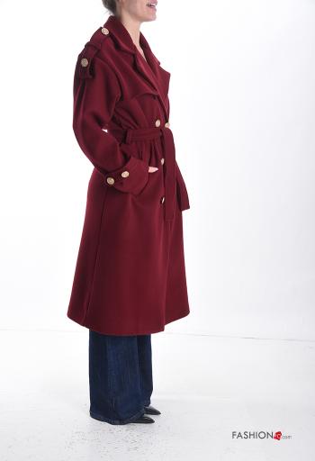 Coat with lining with pockets with belt with buttons - ph 3