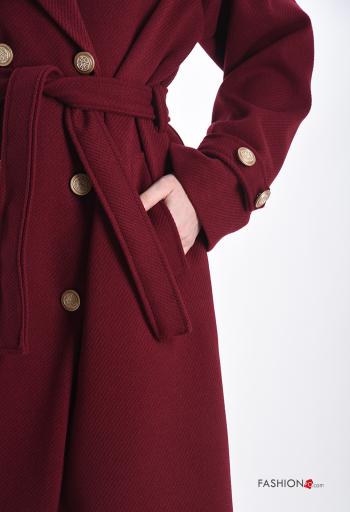 Coat with lining with pockets with belt with buttons - ph 4