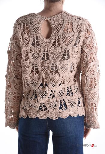 Maglione uncinetto maniche lunghe girocollo Fantasia ricamata - ph 2