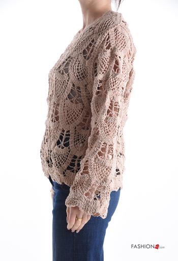 Maglione uncinetto maniche lunghe girocollo Fantasia ricamata - ph 3