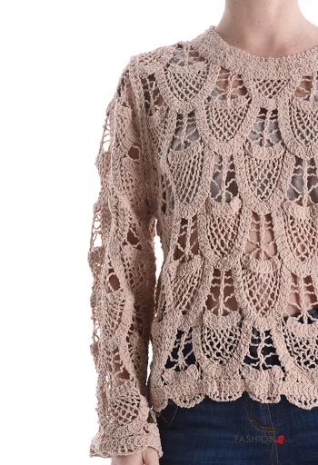 Maglione uncinetto maniche lunghe girocollo Fantasia ricamata - ph 4