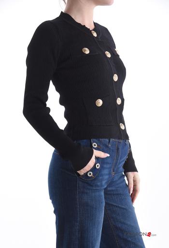 Cardigan maniche lunghe con bottoni con tasche - ph 3