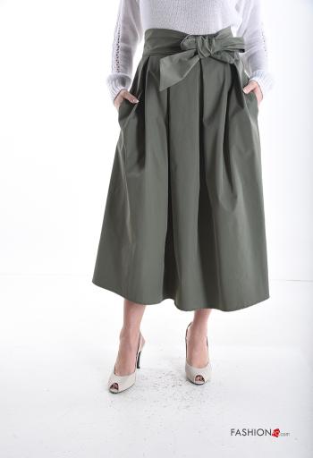 Gonna con elastico con cintura in stoffa con tasche con fiocco - ph 1