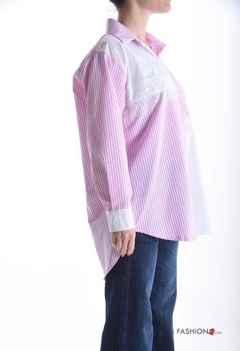 Camicia in Cotone con colletto pizzo maniche lunghe Fantasia mista con bottoni - ph 3