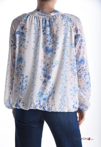 Blusa maniche lunghe Fantasia floreale con fiocco con fodera - ph 2
