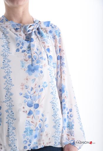 Blusa maniche lunghe Fantasia floreale con fiocco con fodera - ph 4