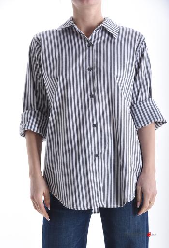 Camicia in Cotone maniche lunghe con colletto Fantasia righe con bottoni