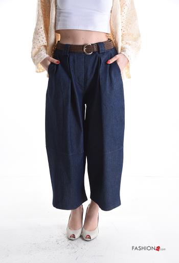 Cotton Jeans with belt with pockets