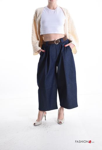 Calças de ganga em Algodão com cinto com bolsos - ph 5