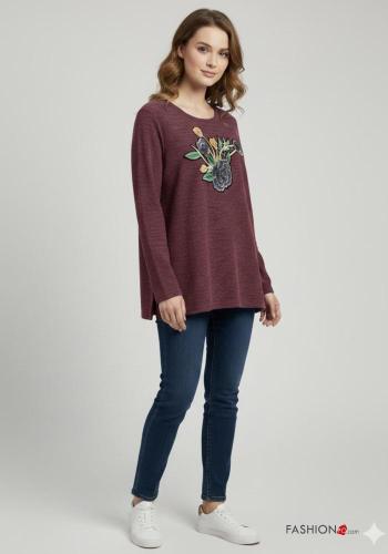 Maglietta a manica lunga in Misto Lana girocollo Fantasia stampata - ph 1