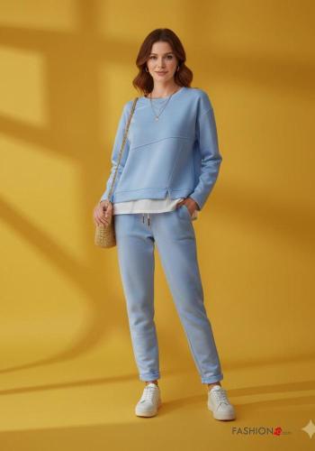 Tuta sportiva maniche lunghe girocollo con tasche con elastico