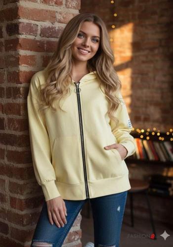 Felpa in Cotone maniche lunghe con zip con cappuccio