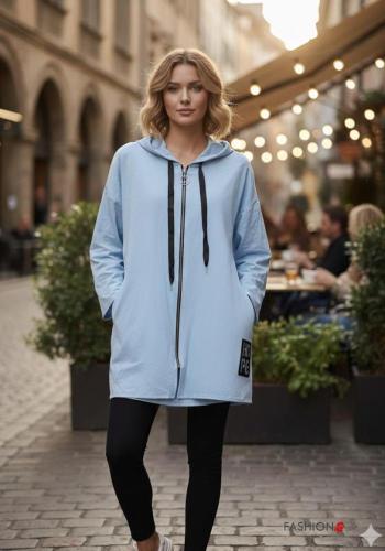 Sweatshirt em Algodão com fecho com bolsos com capuz - ph 1