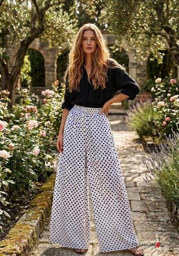 Pantalone in Cotone Fantasia pois