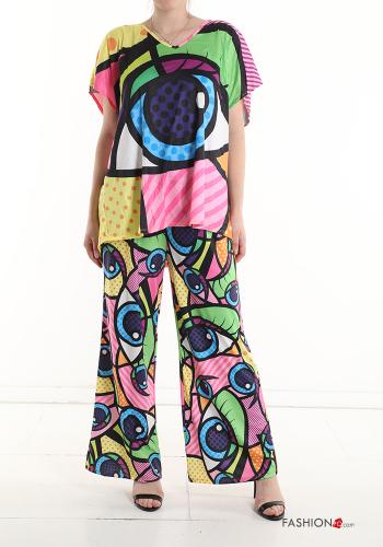 Coordinato in Cotone maniche corte Fantasia astratta con elastico - ph 1
