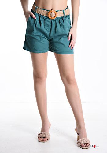 Shorts aus Baumwolle mit Gürtel mit gummizug mit Taschen - ph 1