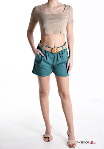 Shorts aus Baumwolle mit Gürtel mit gummizug mit Taschen - ph 5