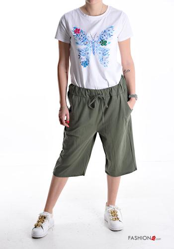 Caprihose aus Baumwolle mit Taschen mit kordelzug - ph 5