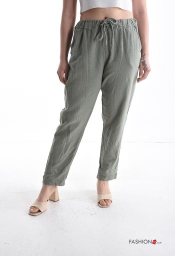 Hose aus Baumwolle mit Taschen mit kordelzug