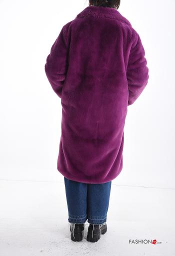 Manteau fourrure synthétique manches longues avec poches avec doublure à boutons - ph 2