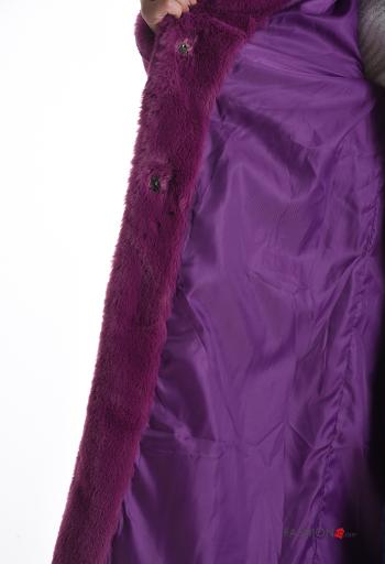 Manteau fourrure synthétique manches longues avec poches avec doublure à boutons - ph 5