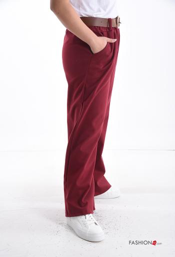 Calças wide leg com cinto com bolsos com elástico - ph 3