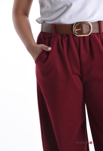 Calças wide leg com cinto com bolsos com elástico - ph 4