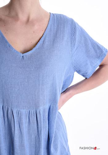 Abito in Cotone maniche corte con balze scollo a V - ph 4