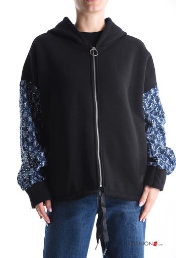 Felpa in Cotone maniche lunghe con zip con cappuccio