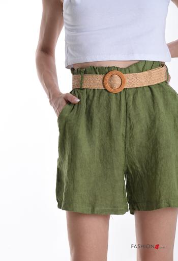 Linen Shorts with belt with elastic with pockets - ph 4
