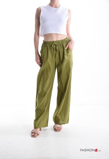 wide leg Hose aus Leinen mit Taschen mit gummizug - ph 5