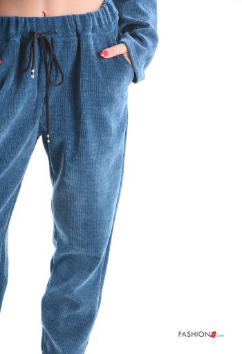 Conjunto manga comprida gola redonda com bolsos com cordão com elástico - ph 4