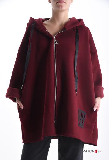 oversized long sleeve Cotton Sweatshirt with pockets with hood with zip - ph 1